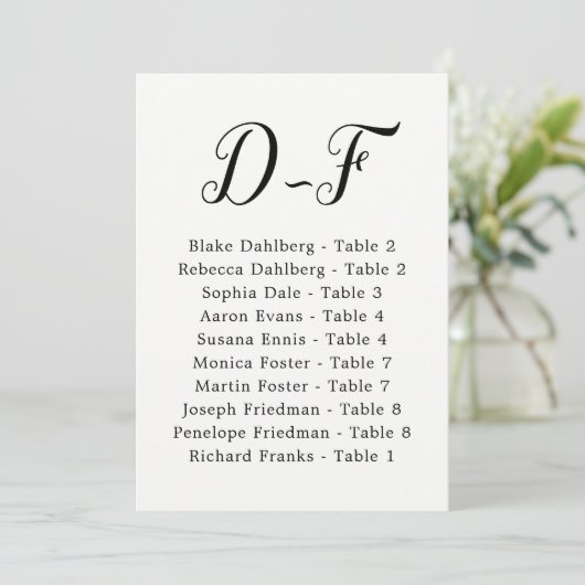 Elegant Calligraphy Wedding Guest op achternaam D- Kaart (Staand voorkant)