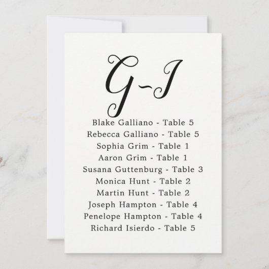Elegant Calligraphy Wedding Guest op achternaam G- Kaart (Achterkant)