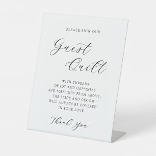 Elegant Calligraphy Wedding Guest Quilt Pedestal Reclamebord Met Voetstuk
