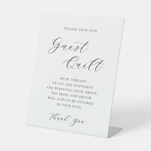 Elegant Calligraphy Wedding Guest Quilt Pedestal Reclamebord Met Voetstuk (Voorkant)