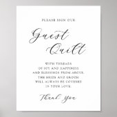 Elegant Calligraphy Wedding Guest Quilt Sign Poster (Voorkant)