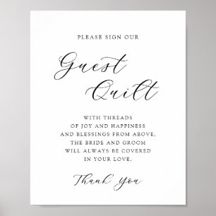 Elegant Calligraphy Wedding Guest Quilt Sign Poster