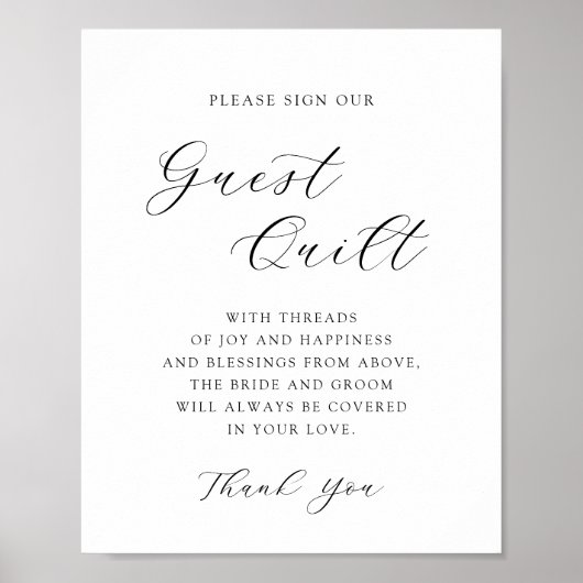 Elegant Calligraphy Wedding Guest Quilt Sign Poster (Voorkant)