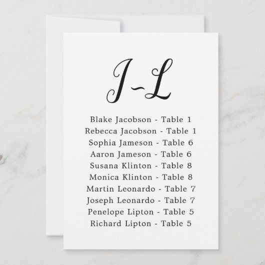 Elegant Calligraphy Wedding Guest van achternaam J Kaart (Achterkant)