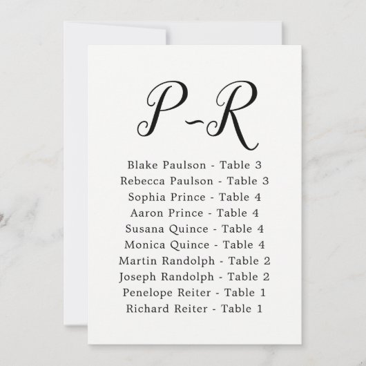 Elegant Calligraphy Wedding Guest van achternaam P Kaart (Voorkant)
