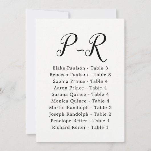 Elegant Calligraphy Wedding Guest van achternaam P Kaart (Achterkant)