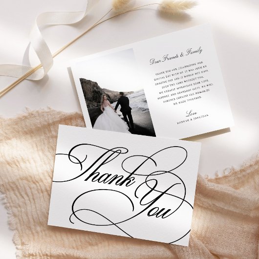 Elegant Calligraphy Wedding Hartelijk dank Bedankkaart