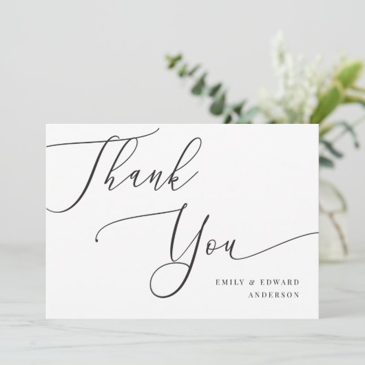 Elegant Calligraphy Wedding Hartelijk dank Bedankkaart (Staand voorkant)
