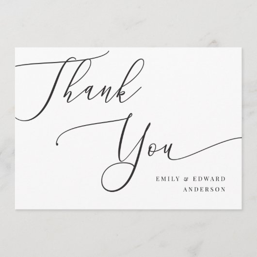 Elegant Calligraphy Wedding Hartelijk dank Bedankkaart (Voorkant)