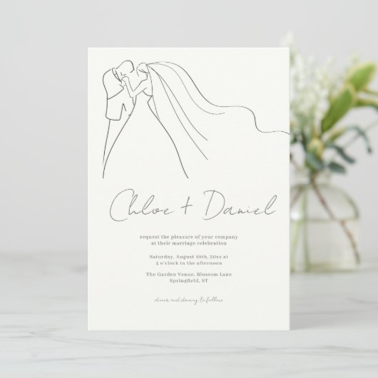 Elegant Calligraphy Wedding Invitation Kaart (Staand voorkant)