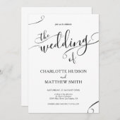 Elegant Calligraphy Wedding Invitation Kaart (Voorkant / Achterkant)
