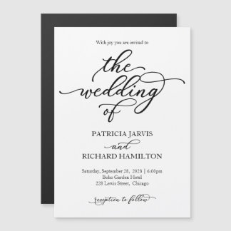 Elegant Calligraphy Wedding Invitation Magnetische Uitnodiging