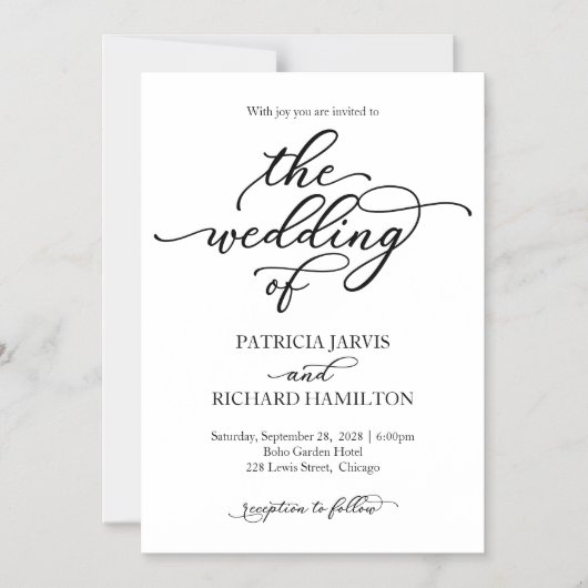 Elegant Calligraphy Wedding Invitation Magnetische Uitnodiging (Voorkant)