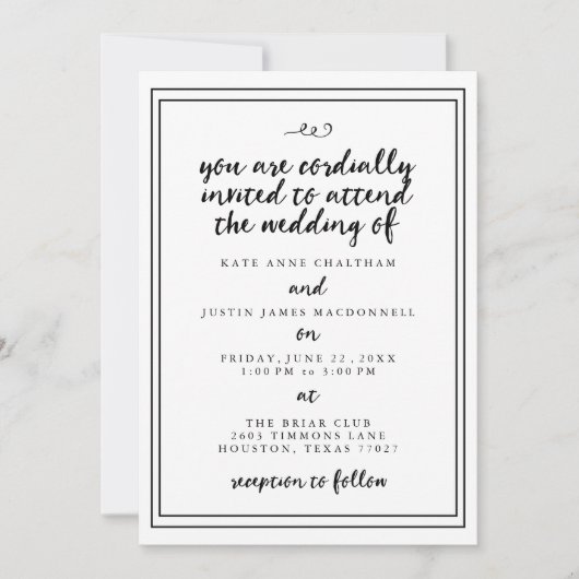 Elegant Calligraphy Wedding Invitations Kaart (Voorkant)