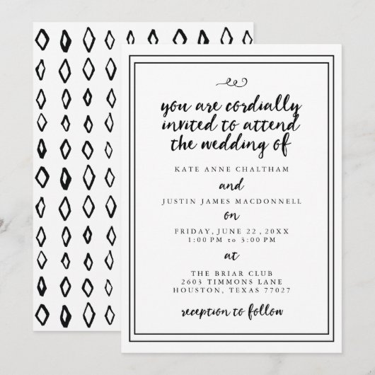 Elegant Calligraphy Wedding Invitations Kaart (Voorkant / Achterkant)