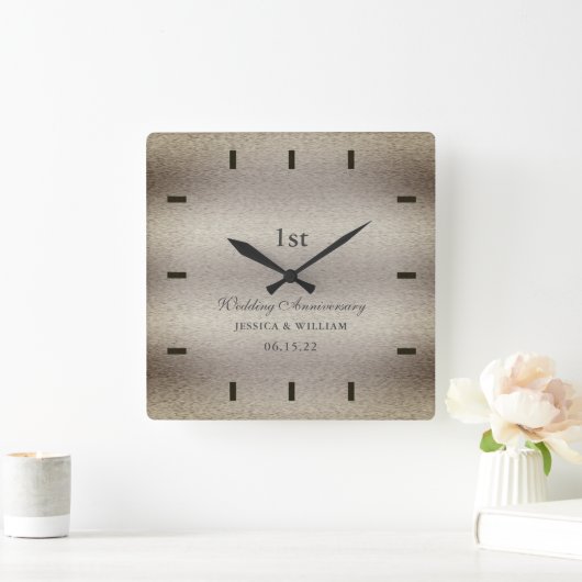 Elegant Calligraphy Wedding Jubileum Keepomwille Vierkante Klok (Huis)