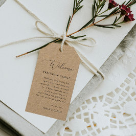 Elegant Calligraphy Wedding Kraft Welcome Bag Labe Cadeaulabel
