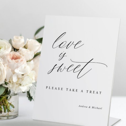 Elegant Calligraphy Wedding Love is Sweet Reclamebord Met Voetstuk