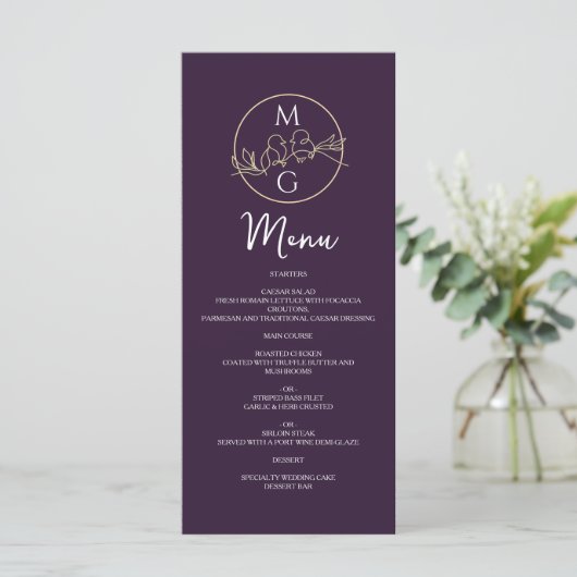 Elegant Calligraphy Wedding Menu (Staand voorkant)