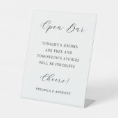 Elegant Calligraphy Wedding Open Bar Reclamebord Met Voetstuk (Voorkant)