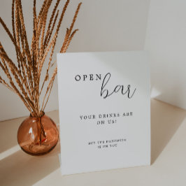 Elegant Calligraphy Wedding Open Bar Table Sign Reclamebord Met Voetstuk