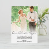 Elegant Calligraphy Wedding Our Adventure begint Bedankkaart (Staand voorkant)