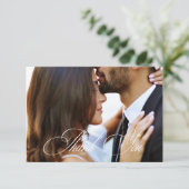 Elegant Calligraphy Wedding Photo Bedankkaart (Staand voorkant)