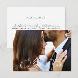 Elegant Calligraphy Wedding Photo Bedankkaart