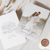 Elegant Calligraphy Wedding Photo Bedankkaart