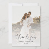 Elegant Calligraphy Wedding Photo Bedankkaart (Voorkant)