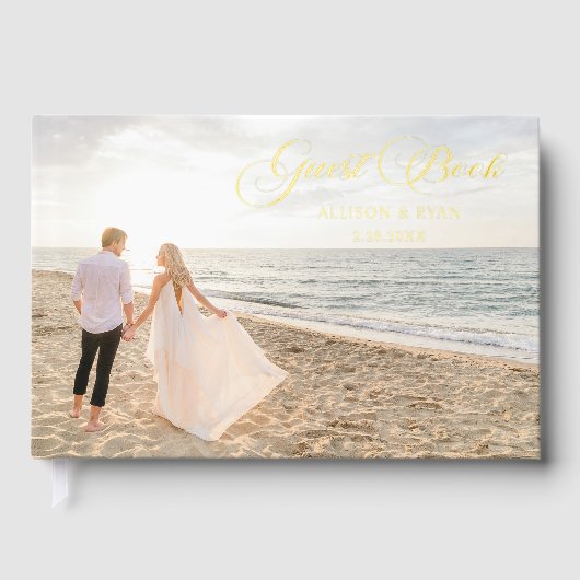 Elegant Calligraphy Wedding Photo Gastenboek (Voorkant)