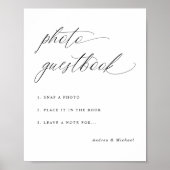 Elegant Calligraphy Wedding Photo Guestbook Sign Poster (Voorkant)