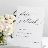 Elegant Calligraphy Wedding Photo Guestbook Sign Reclamebord Met Voetstuk