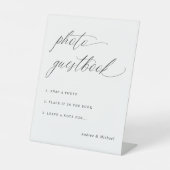 Elegant Calligraphy Wedding Photo Guestbook Sign Reclamebord Met Voetstuk (Voorkant)