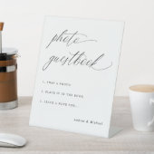 Elegant Calligraphy Wedding Photo Guestbook Sign Reclamebord Met Voetstuk (Insitu)
