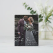 Elegant Calligraphy Wedding Photo Hartelijk dank Briefkaart (Staand voorkant)