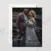 Elegant Calligraphy Wedding Photo Hartelijk dank Briefkaart (Voorkant / Achterkant)