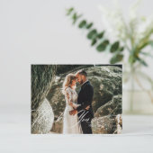 Elegant Calligraphy Wedding Photo Hartelijk dank Briefkaart (Staand voorkant)