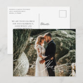 Elegant Calligraphy Wedding Photo Hartelijk dank Briefkaart (Voorkant / Achterkant)