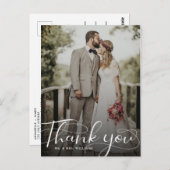 Elegant Calligraphy Wedding Photo Hartelijk dank Briefkaart (Voorkant / Achterkant)