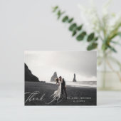Elegant Calligraphy Wedding Photo Hartelijk dank Briefkaart (Staand voorkant)
