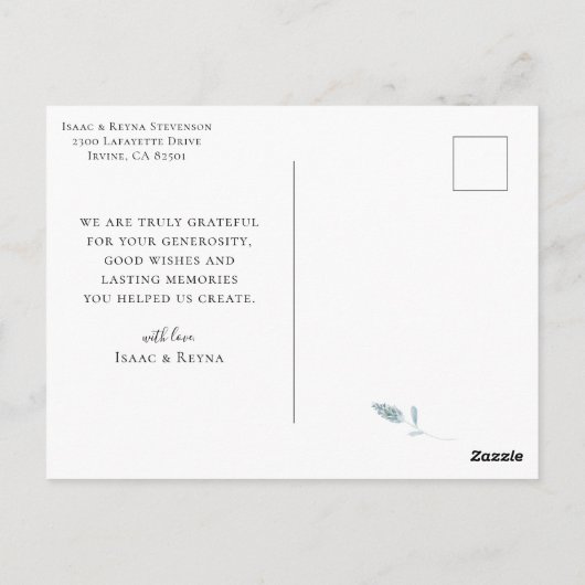 Elegant Calligraphy Wedding Photo Hartelijk dank Briefkaart (Achterkant)