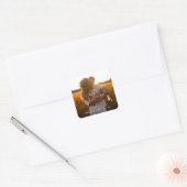 Elegant Calligraphy Wedding Photo Hartelijk dank Vierkante Sticker (Envelop)