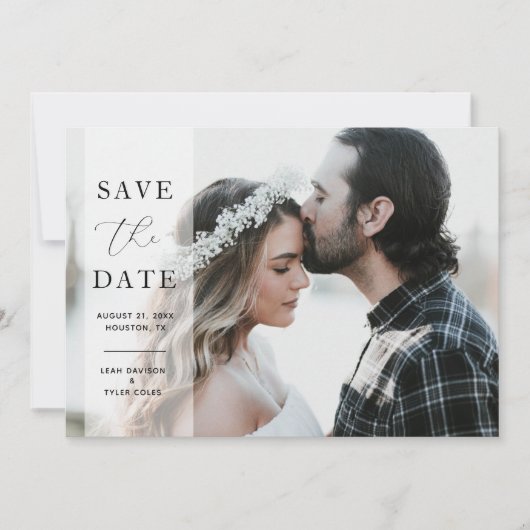 Elegant Calligraphy Wedding Photo Save the date (Voorkant)