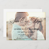 Elegant Calligraphy Wedding PHOTO sparen de Datum Save The Date (Voorkant / Achterkant)