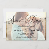 Elegant Calligraphy Wedding PHOTO sparen de Datum Save The Date (Voorkant)