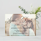Elegant Calligraphy Wedding PHOTO sparen de Datum Save The Date (Staand voorkant)