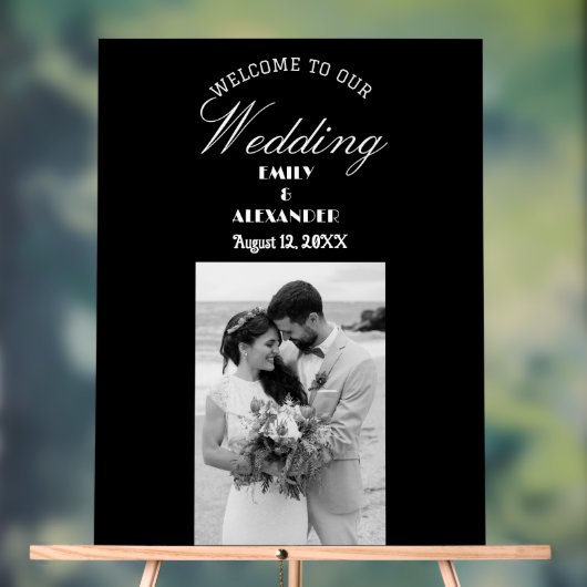 Elegant Calligraphy Wedding Photo Welcome Acryl Bord (Neutraal)