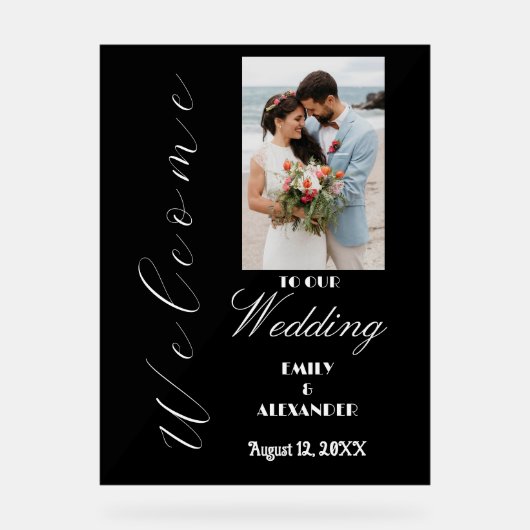 Elegant Calligraphy Wedding Photo Welcome Acryl Bord (Voorkant)