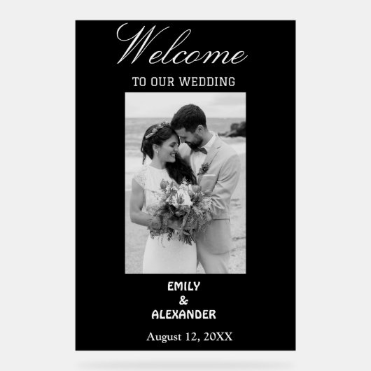 Elegant Calligraphy Wedding Photo Welcome Acryl Bord (Voorkant)